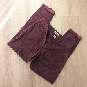 Maroon red cropped jeans Size 7